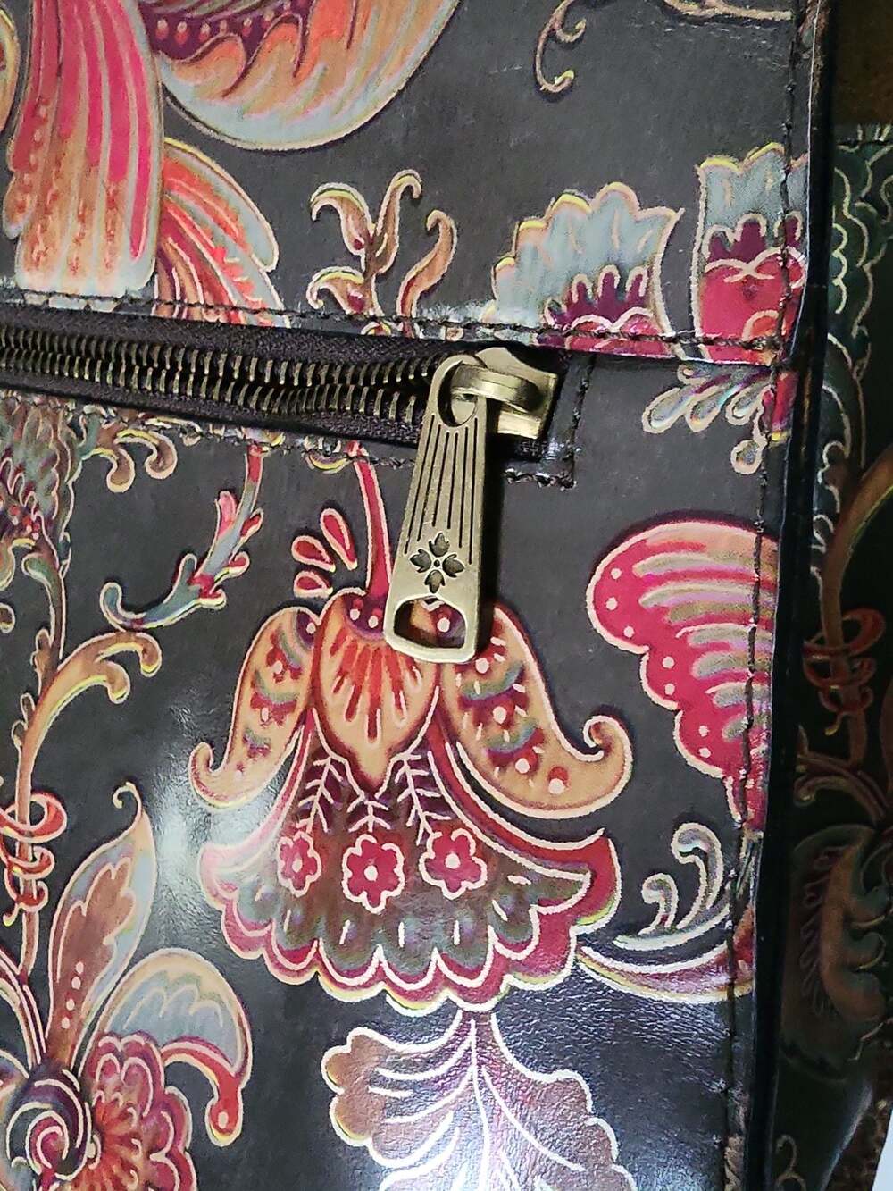 Patricia Nash Floral Tooled Leather Satchel Handbag w/o crossbody strap - Picture 6 of 6